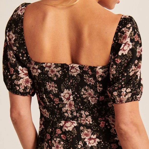 NWOT Abercrombie & Fitch Corset Seamed Mini Dress Black Floral Sz M - Picture 3 of 11